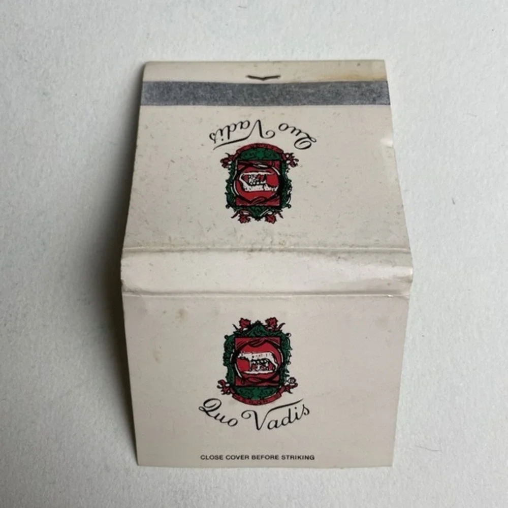 Quo Vadis NYC Matchbook Vintage 30 Strike Unused Mid-Century NYC Restaurant RARE